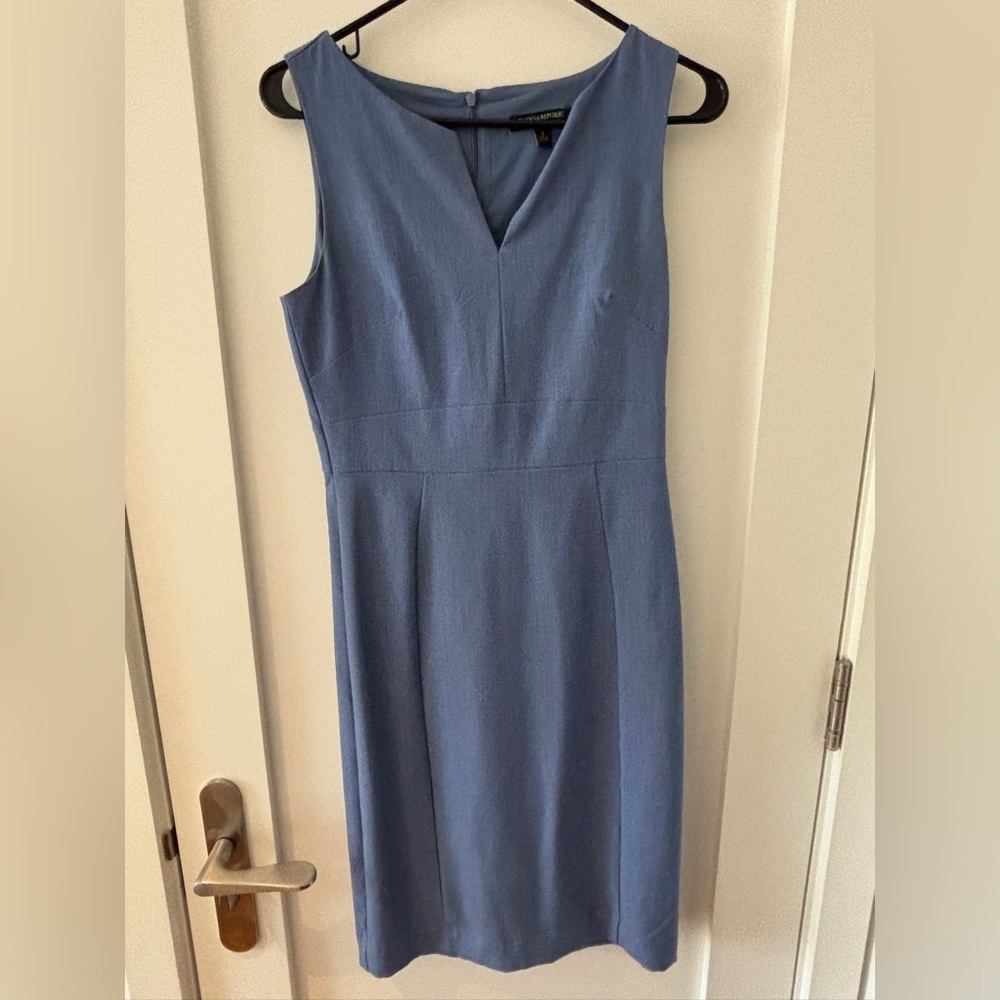 Banana Republic Sleeveless V-Neck Work Dress in Slate Blue